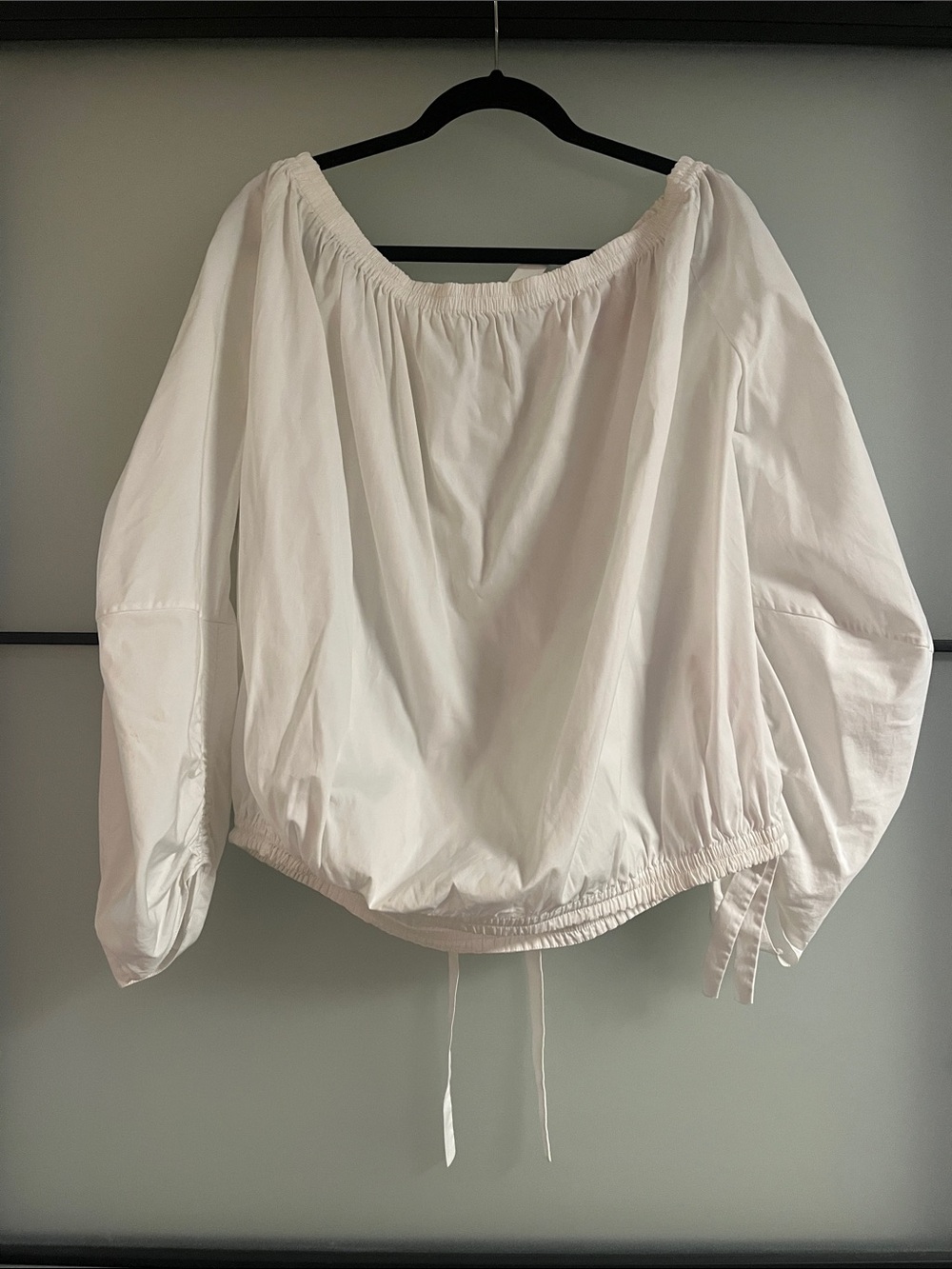 Roksanda Ilincic White Off-Shoulder Balloon Sleeve Top